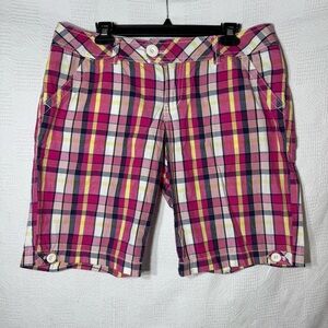 SO Red Plaid‎ Shorts Bermuda/Walking Juniors Women's Size 13 Roll up